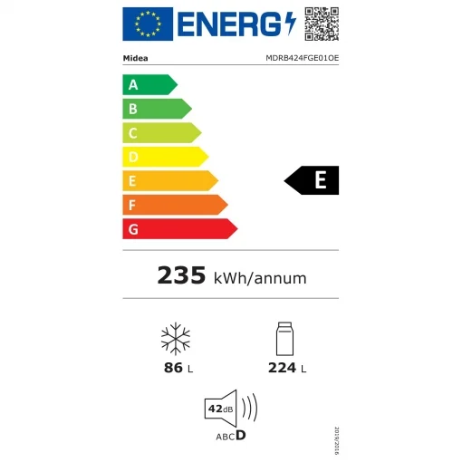 Frigorífico Combi Midea MDRB424FGE01OE, No Frost, 188 cm, 310 L, 4 Cajones, Eficiencia E - Blanco - Imagen 3