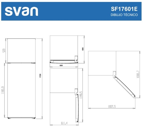 Frigorifico Svan SF17601E 2 Puertas De 172x60x60.5cm Ciclico - Imagen 5