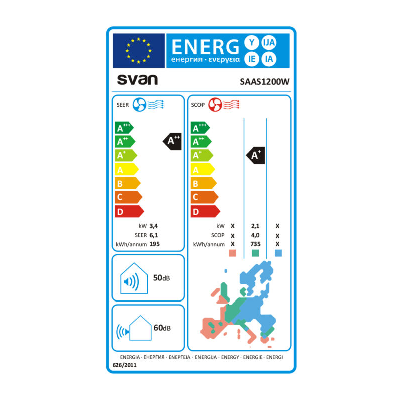Aire Acondicionado Split Svan SAAS1201W - 3000 Frigorías (12000 BTU), Inverter, WiFi Integrado, Eficiencia A++/A+ y Gas R32 - Imagen 6