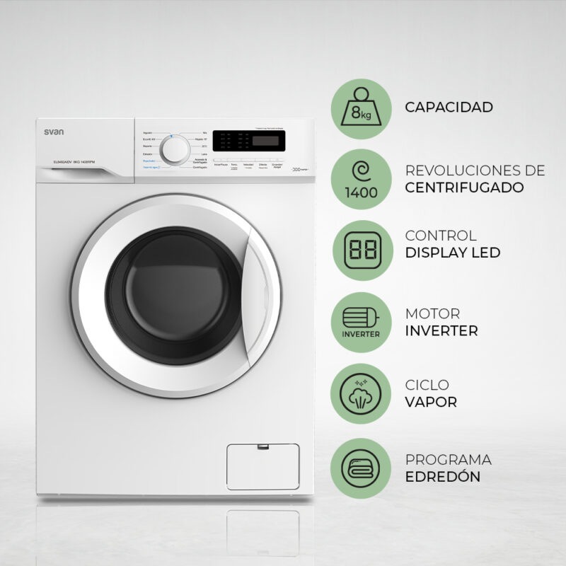 Lavadora Svan 8kg SL8402AIDV 1400rpm - Imagen 2