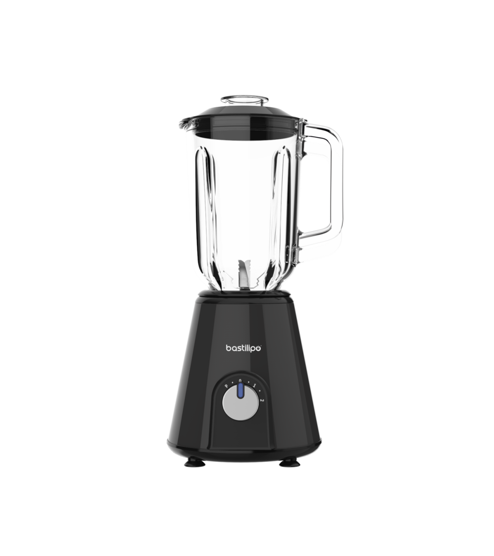 BASTILIPO, BVA-800N, batidora de acero, 800W, 2 velocidades + pulse, jarra 1,5 litros, color negro